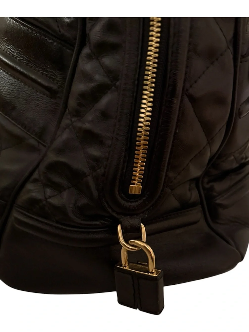 Burberry Black Quilted Leather Satchel with Gold Hardware